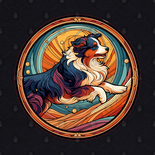 Australian Shepherd Dog - Art Nouveau Style - Dog Lovers Gift by RCDBerlin